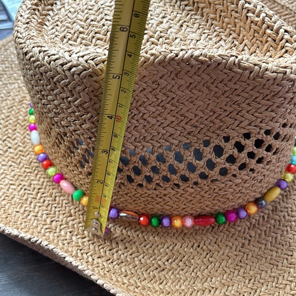 ILLUMA Cowboy paper straw sun hat, beaded band, adjustable - Picture 11 of 12